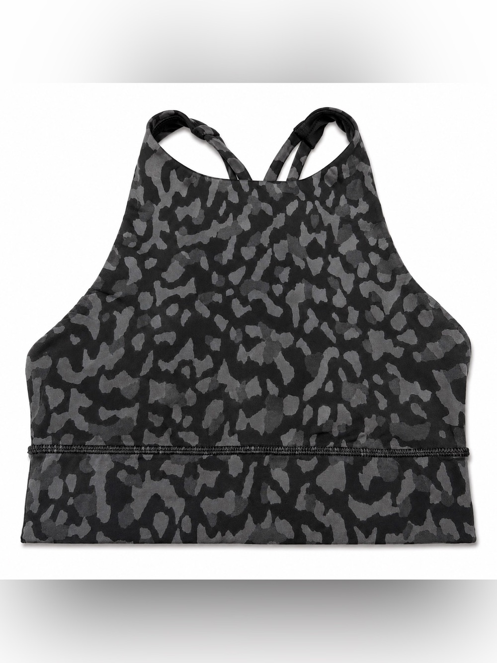 Lululemon Energy High Neck Long Line Bra Deep Coal Camo women Size 4 athleisure